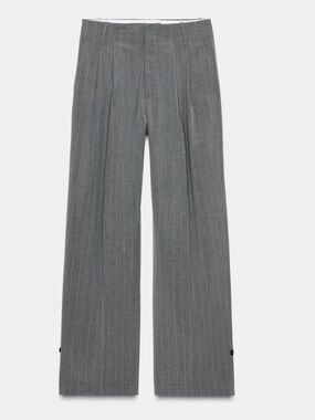 Zara Gray Pinstripe Wide Leg Trousers Size S High Rise Tailored Pants